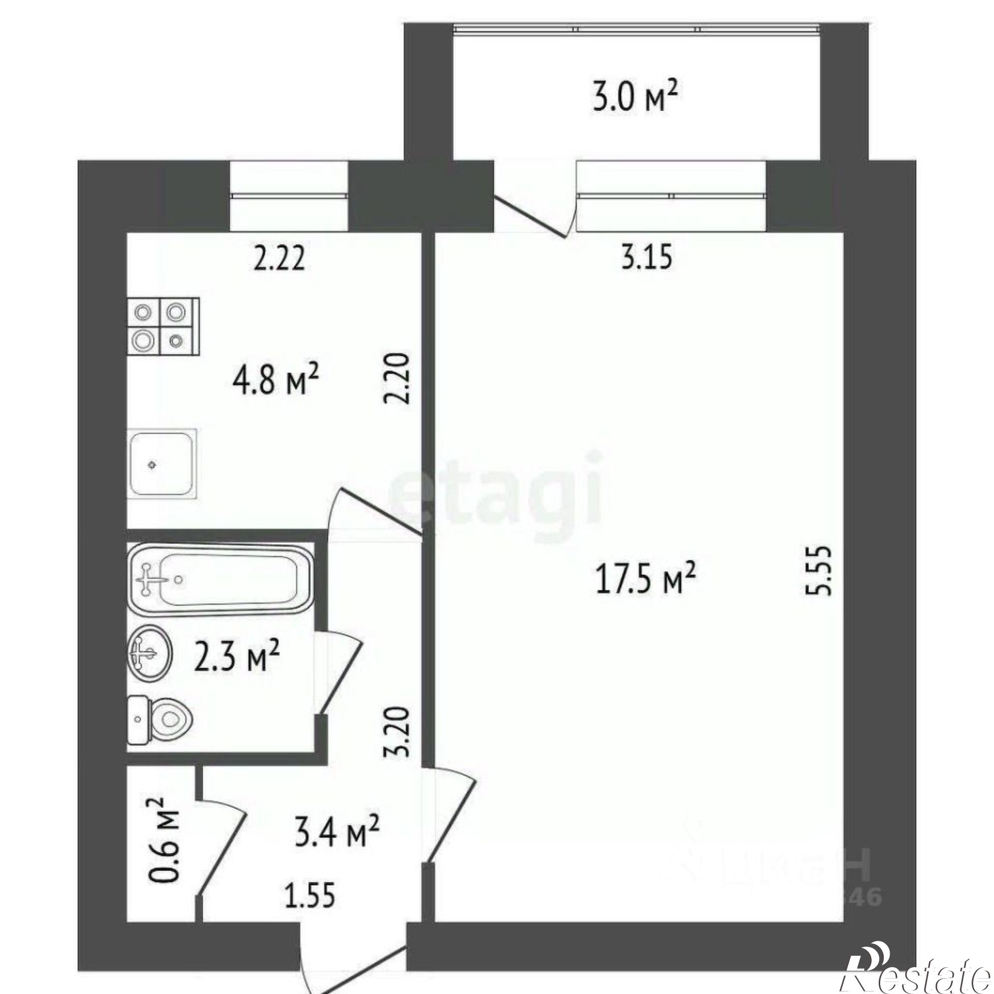 Купить квартиру за 2 600 000 рублей на Ленинградская улица, 70/3