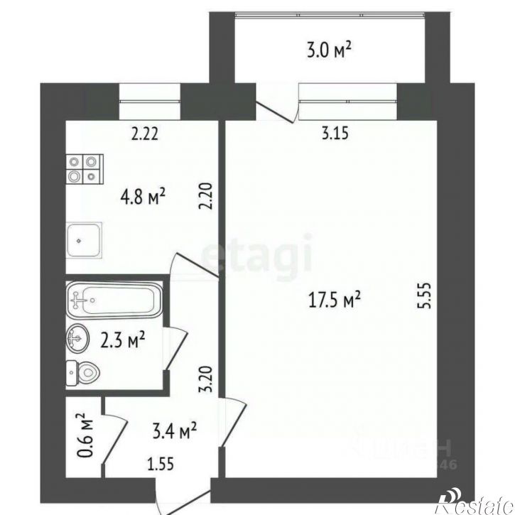 1-комн квартира Ленинградская улица, 70/3,  д. 70/3