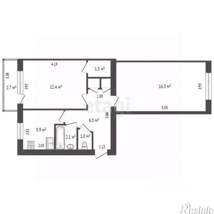 2-комн квартира