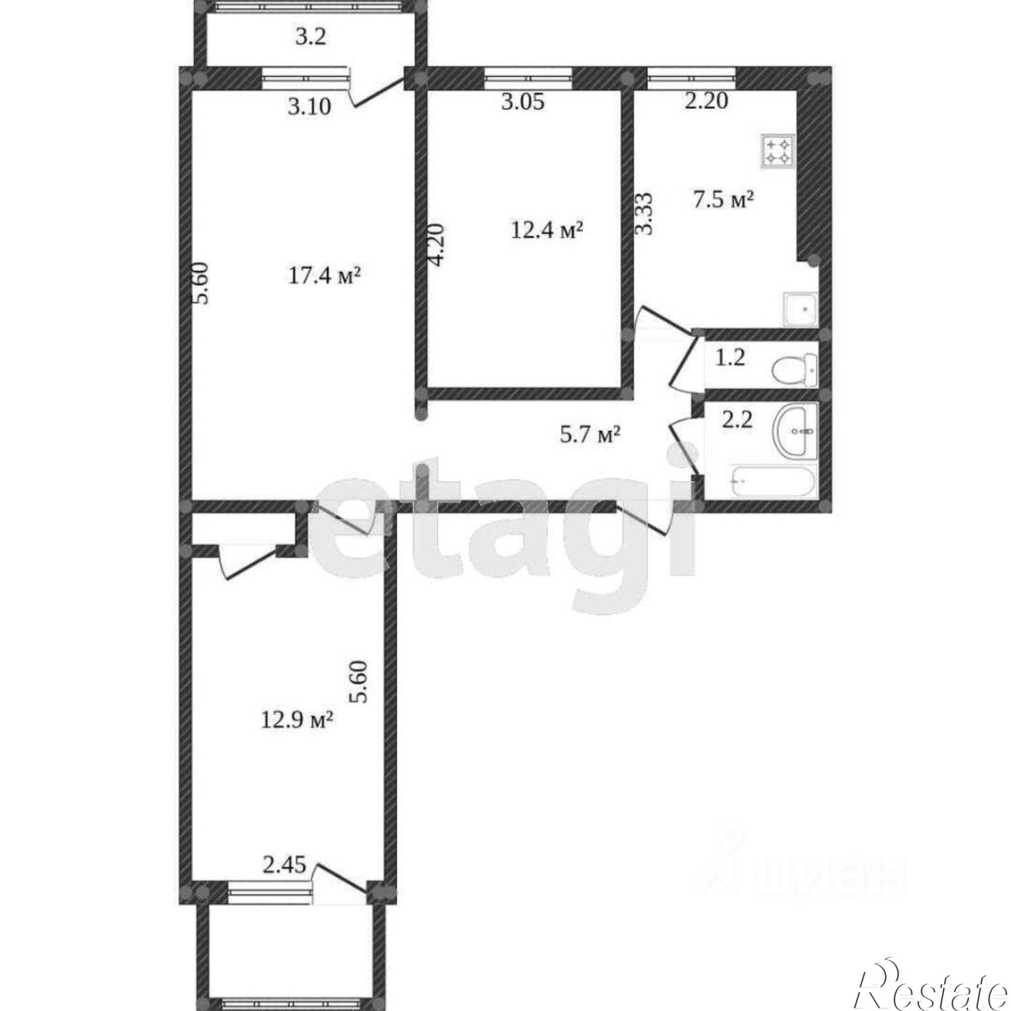 Купить квартиру за 4 500 000 рублей на улица Дикопольцева, 38