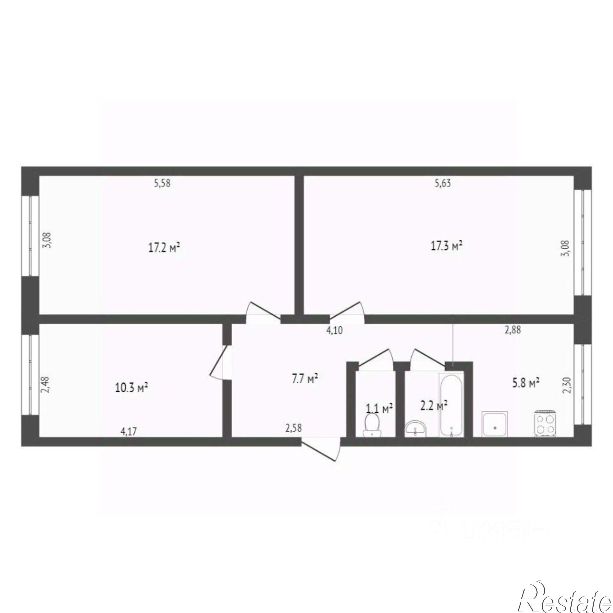 Купить квартиру за 3 800 000 рублей на Ленинградская улица, 67
