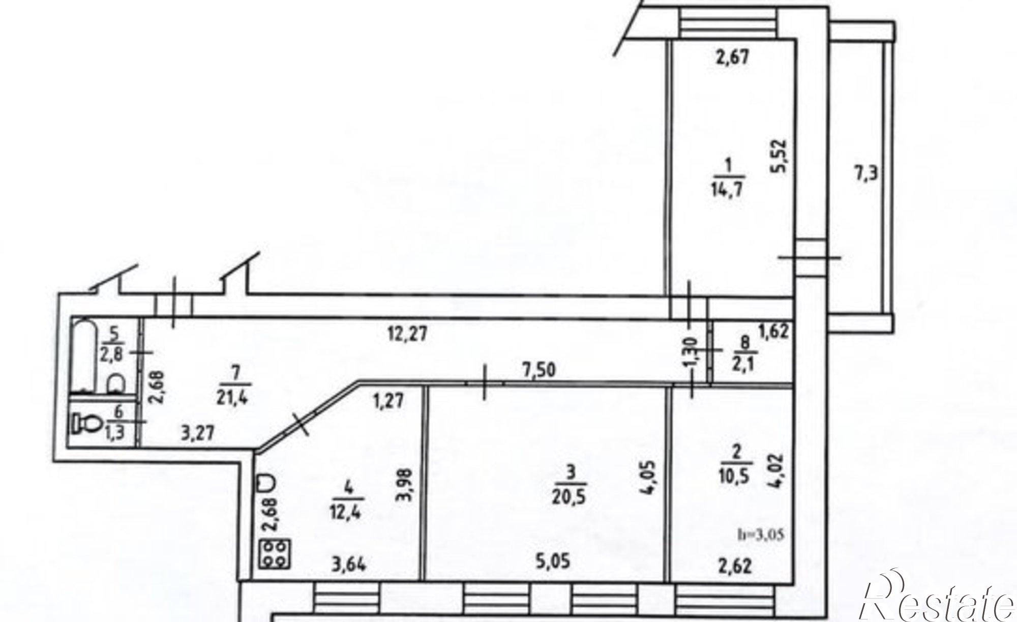 Купить квартиру за 7 350 000 рублей на Ленинградская улица, 65/4